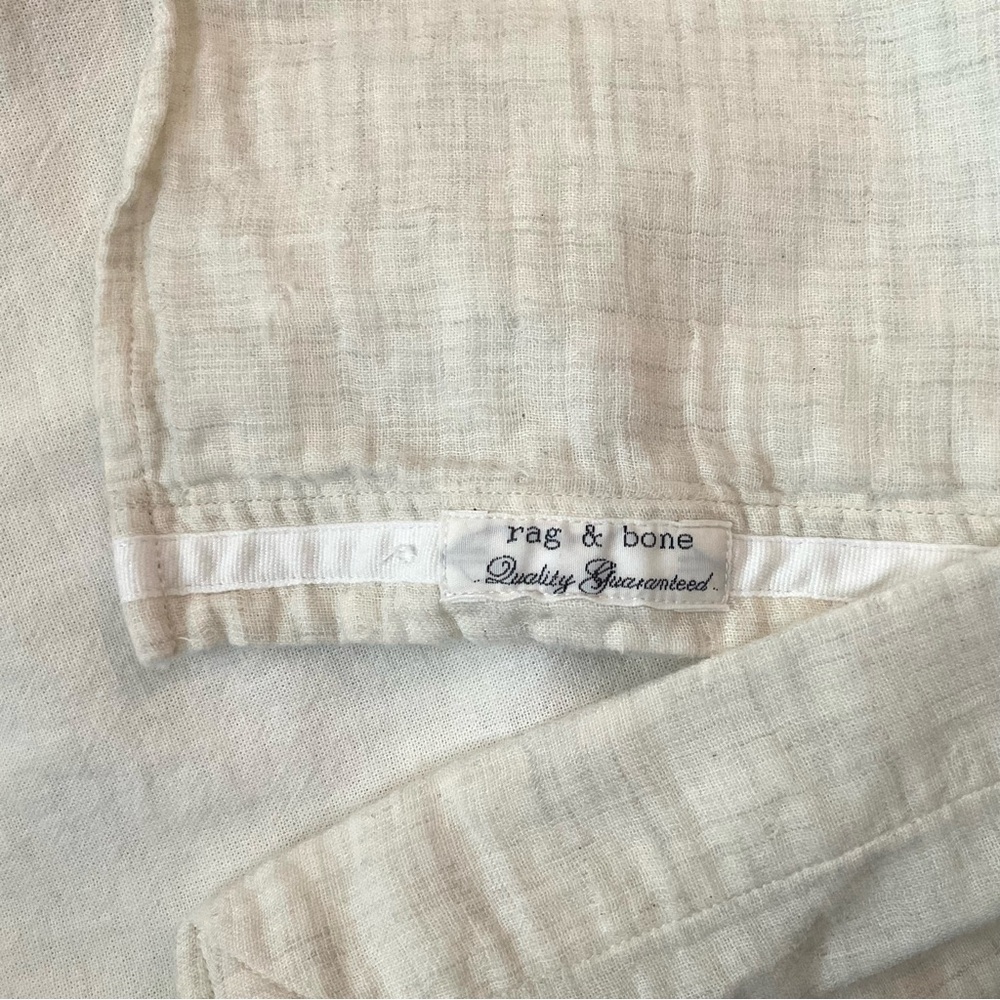 Men’s Rag & Bone Classic Fit Cotton Button Up Shirt Ivory XL - Picture 8 of 8